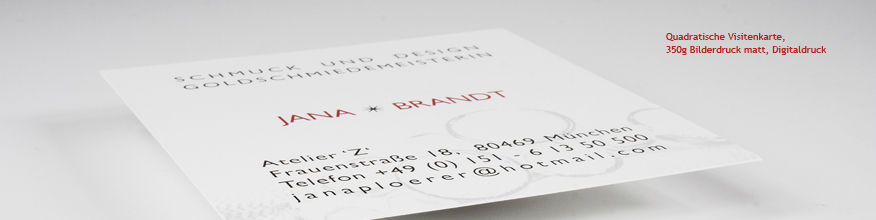 Quadratische Visitenkarte, Digitaldruck auf 300g Karton