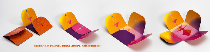 Geburtstagkarte mit Magnetverschluss - digital gedruckt und gestanzt