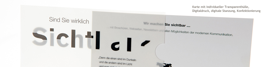 Schiebekarte mit Transparenth&uuml;lle aus Zanders Medley clear