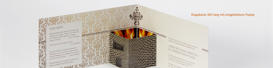 Klappkarte mit Pop-Up- Aufsteller im Digitaldruck