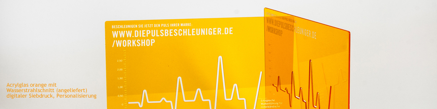 Farbiges Acryl - wei&szlig; bedruckt