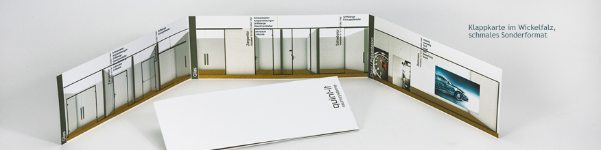 Klappfolder, Sonderformat, Wickelfalz, digitaler Druck