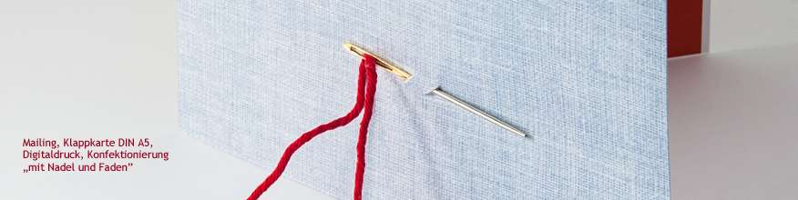 Klappkarte mit handkonfektionierter N&auml;hnadel