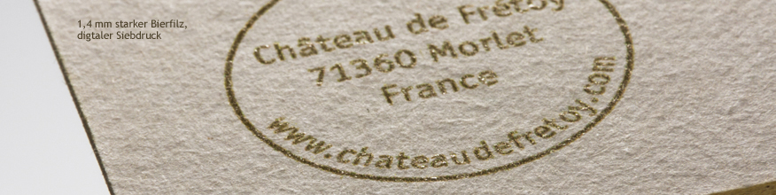 1,4 mm Bierfilzpappe - bedruckt im digitalen Siebdruck