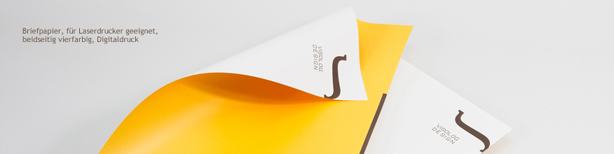 Briefpapier im Digitaldruck, vollflächig gelbe Rückseite