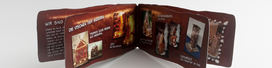 8-seitige Brosch&uuml;re mit Formstanzung in Lebkuchenform