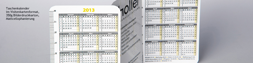 Taschenkalender im Visitenkartenformat