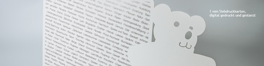 1,5 mm starker Siebdruckkarton, bedruckt und gestanzt