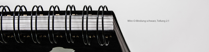 Wire-O-Bindung mit 2:1-Teilung, die kleineren Bindungen teilen 3:1