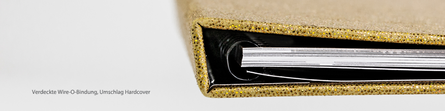 Luxus-Booklet mit Wire-O-Bindung und Cover goldmetallic