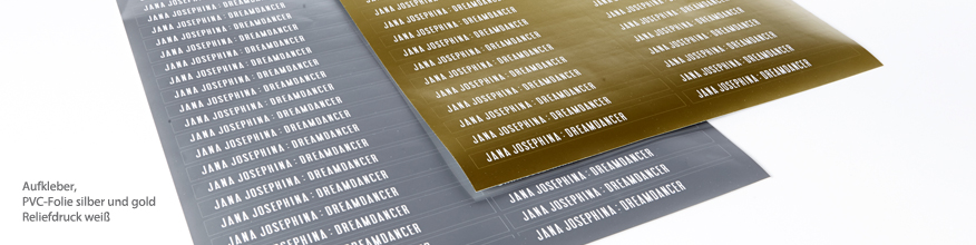 AUfklber aus Gold- und Silberfolie, digitaler Siebdruck