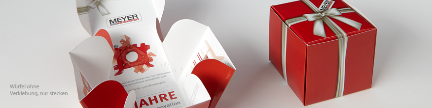 Ein W&uuml;rfel ganz ohne kleben - ideal f&uuml;r Dekoration und Promotion