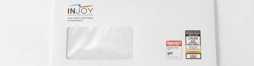 Brieh&uuml;lle DIN lang mit Fenster, 4/0-farbiger Druck auf der Vorderseite