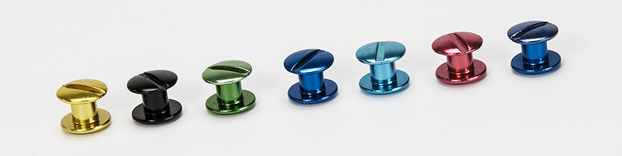 Sieben verschiedene Farben: Buchschraubenbidnungen, die Spa&szlig; machen