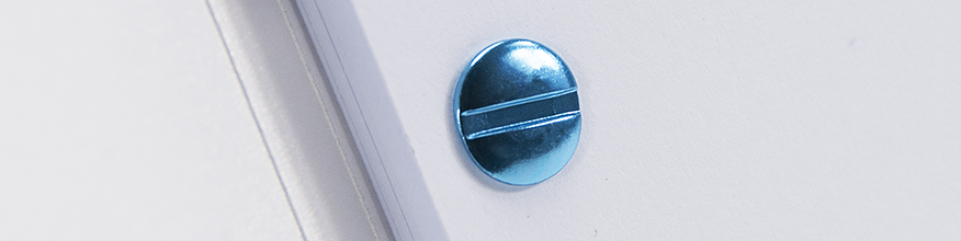 Metallicblaue Buchschraube