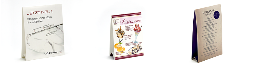 Auswahl Tischdisplays aus Karton, Digitaldruck