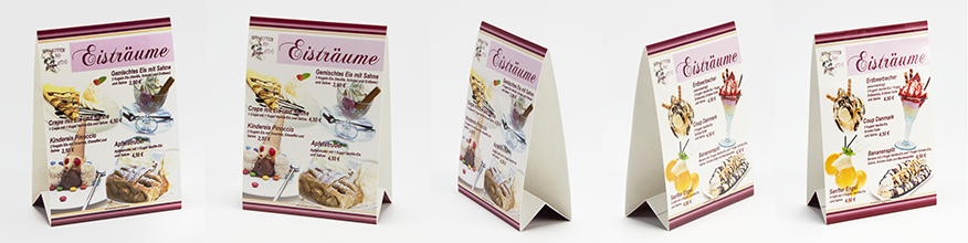 Tischaufsteller Karton, Froschfalzung