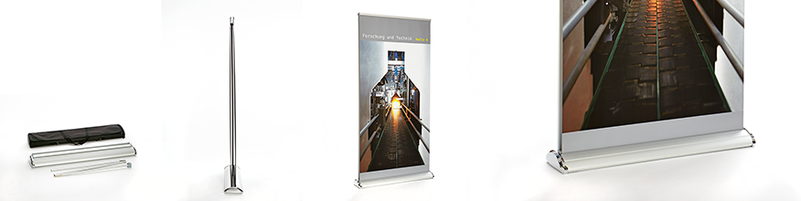 Doppelseitiges RollUp, feine Technik und gutes Design