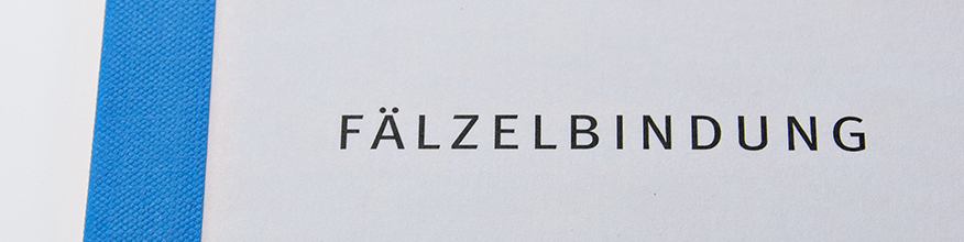 Die F&auml;lzelbindung im Detail: Sch&ouml;ne Leinenstruktur im hellblauen F&auml;lzelband