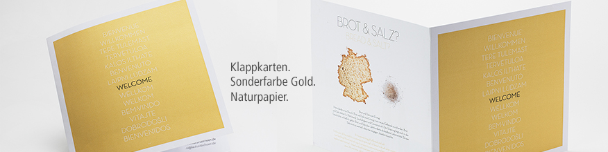 Klappkarten, Naturpapier, Sonderfarbe Gold