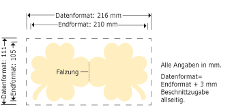 Klappkarte, 105 x 105 mm „Kleeblatt” Produktskizze