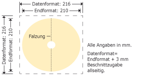 Klappkarten,  DIN lang „Halbkreis” Produktskizze