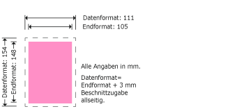 DIN A6 hoch mit Buchschrauben Produktskizze