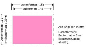 DIN A6 quer mit Buchschrauben Produktskizze
