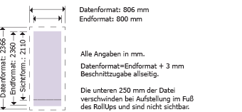 RollUp Orient, 800 mm breit Produktskizze
