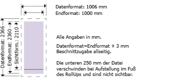 RollUp Orient, 1000 mm breit Produktskizze