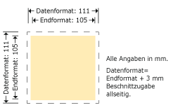 Flyer, 105 x 105 mm Produktskizze