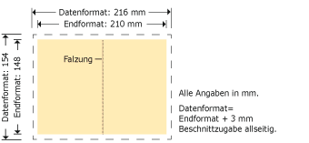 Flyer, gefalzt, DIN A6 hoch Produktskizze