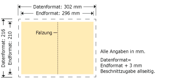 Flyer, gefalzt, DIN A5 hoch Produktskizze
