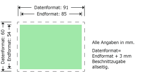 Softcover, 85 x 54 mm Produktskizze