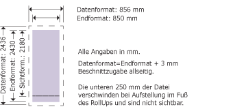 RollUp 2, 85 cm breit Produktskizze