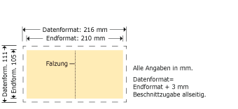 Flyer, gefalzt, 105 x 105 mm Produktskizze