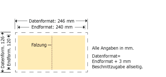 Flyer, gefalzt, 120 x 120 mm Produktskizze