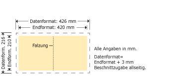 Flyer, gefalzt, 210 x 210 mm Produktskizze