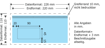 Briefh&uuml;lle, 220 x 110 mm, mit Fenster Produktskizze
