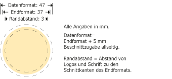 Button rund, 37 mm Produktskizze