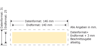 Lesezeichen 25 x 140 mm Produktskizze