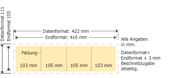 105 x 105 mm, Altarfalz Produktskizze