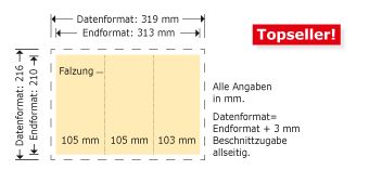 DIN lang hoch, Wickelfalz, Topseller Produktskizze