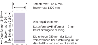 RollUp 2, 120 cm breit Produktskizze