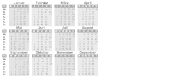 Kalender, Wire-O Bindung, 98 x 440 Detailansicht